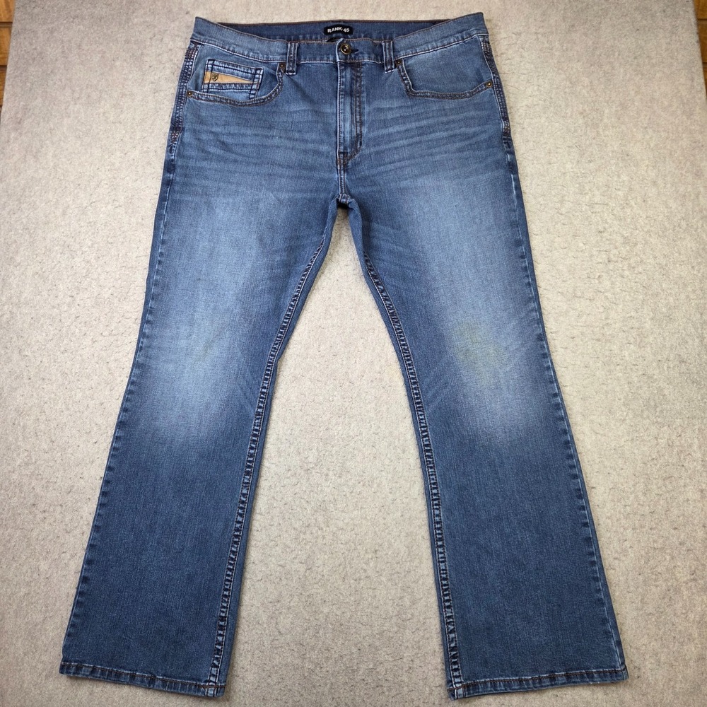 Rank 45 Jeans Mens 40x32 Bootcut Western Dark Wash Mid Rise Denim Cowboy Rodeo